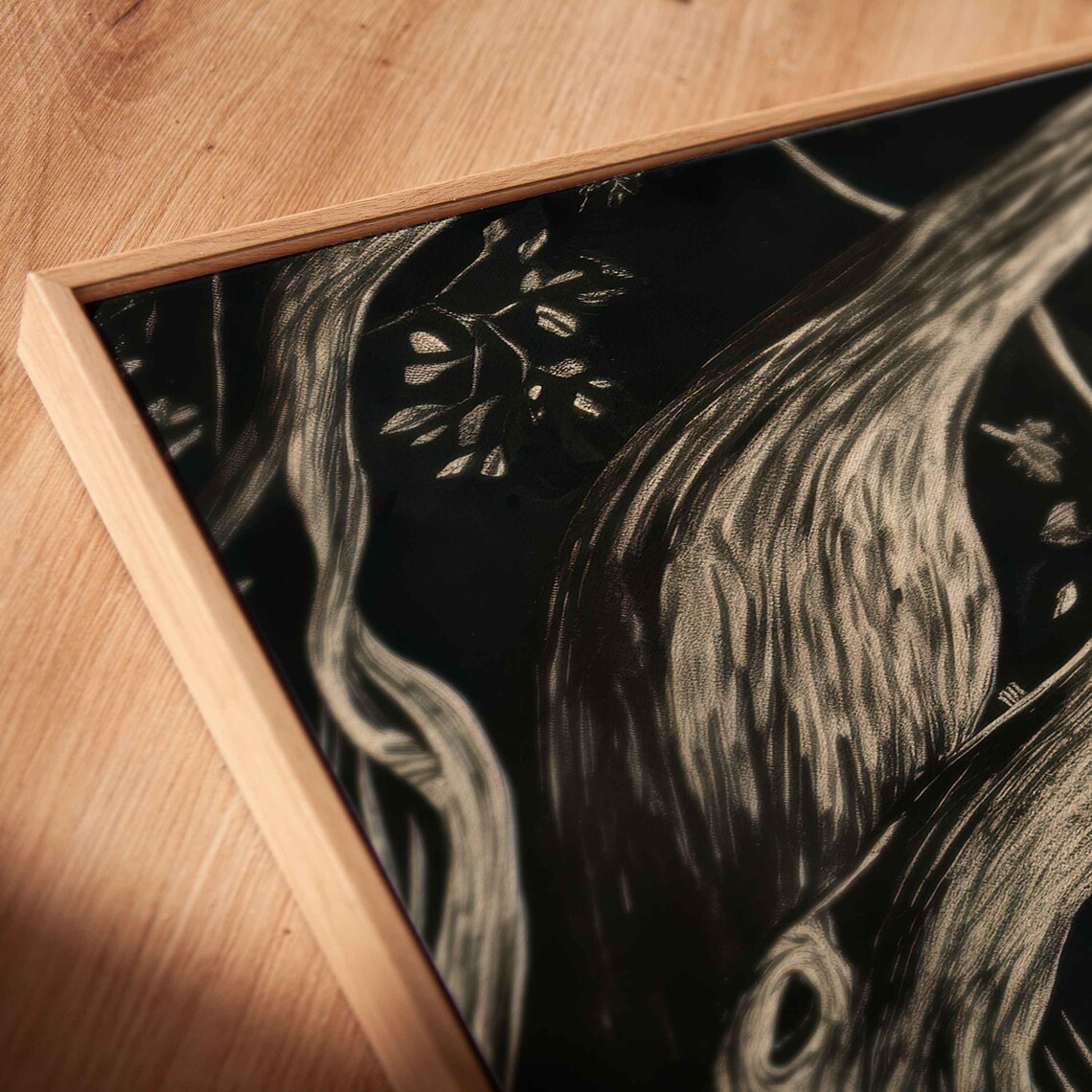 Gothic Lantern Glowing Over Twisted Tree Trail Night Ink Halloween Poster - Image 2
