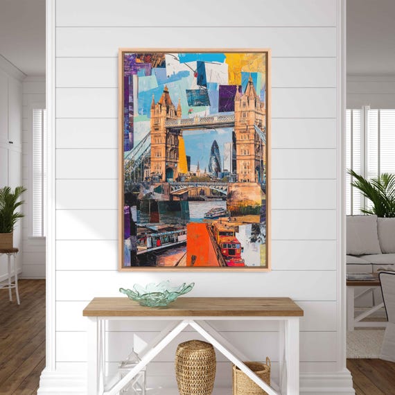Thames River Landmarks Wall Art Print Vibrant Cityscapes And Street Life