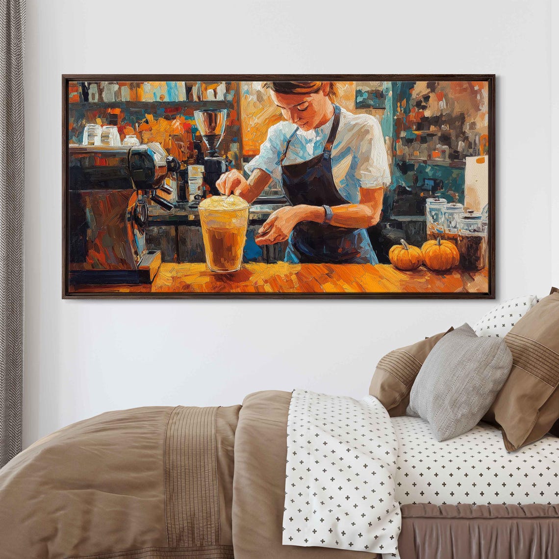 Barista Crafting Iced Coffee At Warm Espresso Bar Painting Print