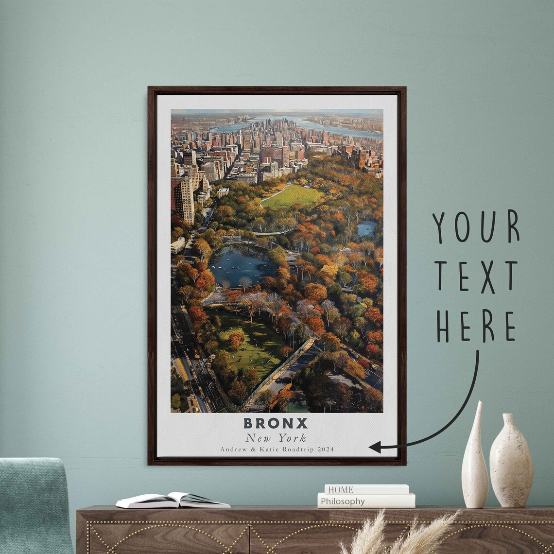 Bronx New York Park And Lake Autumn Aerial City Travel Poster - Image 3
