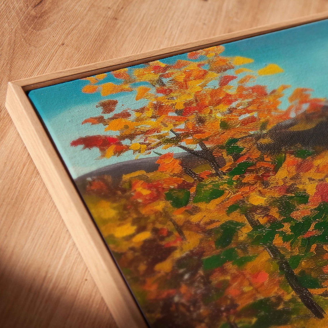 Sunflower Field With Fall Foliage And Mountain Backdrop Art Poster - Image 2