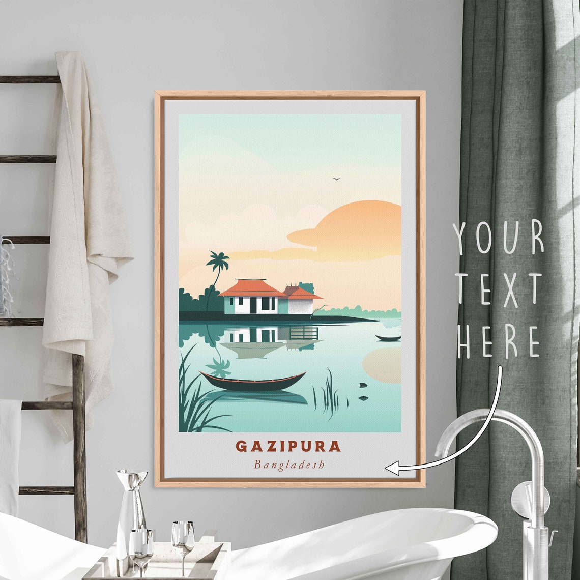 Gazipura Bangladesh Acrylic Painting Travel Art Framed Wall Art Framed Fine Art Poster Paper Print Travel Home Decor