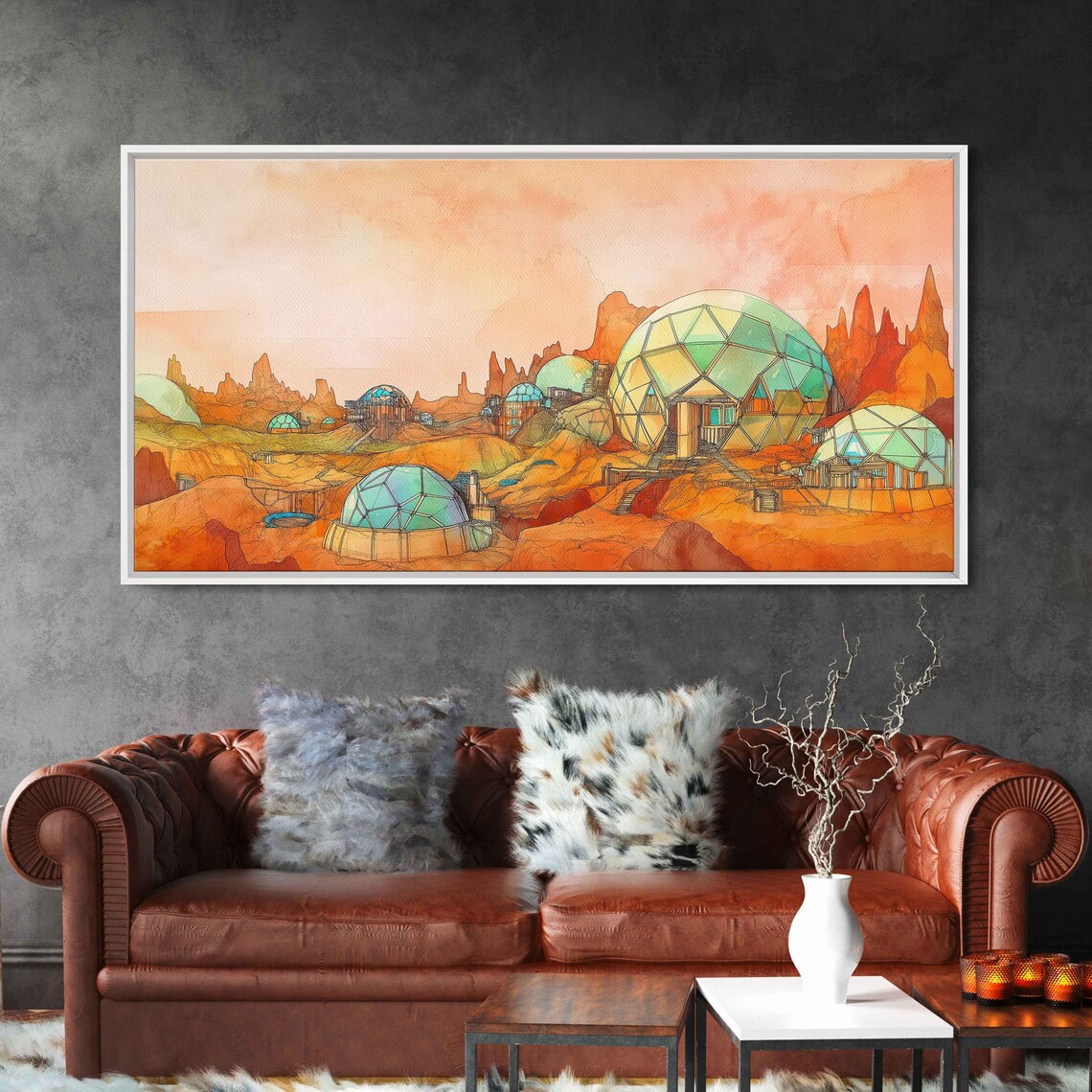 Futuristic Space Colony On Mars Art Print - Image 3