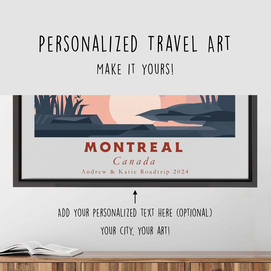 Montreal Canada Skyline River Reflection Pink Sunset Travel Poster - Image 4