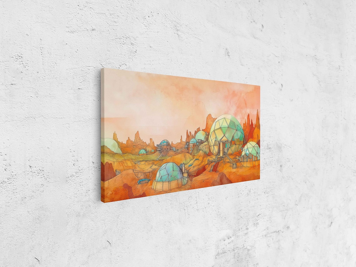 Futuristic Space Colony On Mars Art Print - Image 4