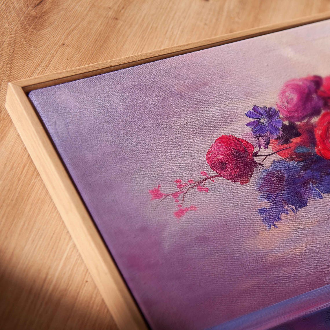 Red Roses Vintage Vase Sunset Sky Bold Floral Bouquet Art Poster - Image 2