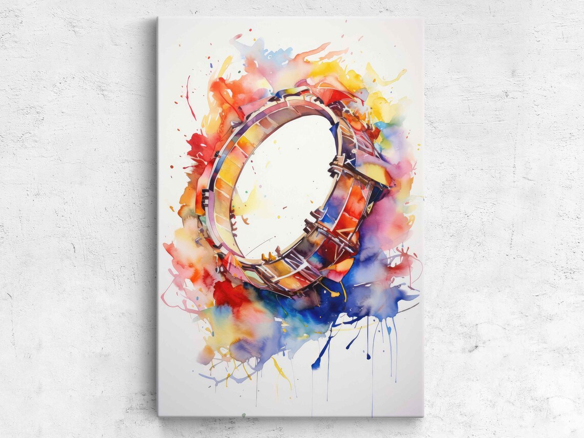 Colorful Watercolor Snare Drum Splash Paint Music Lover Art Print