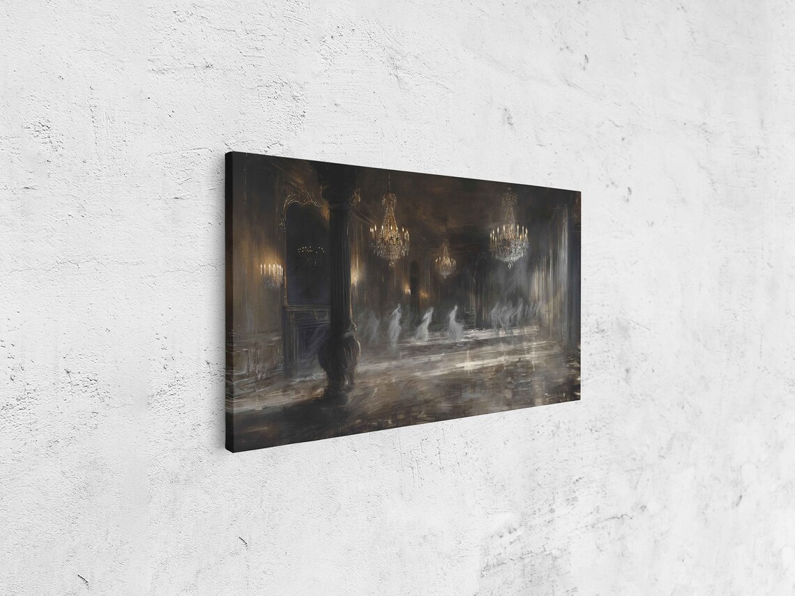 Ghostly Dancers Victorian Ballroom Crystal Chandelier Haunted Print - Image 4