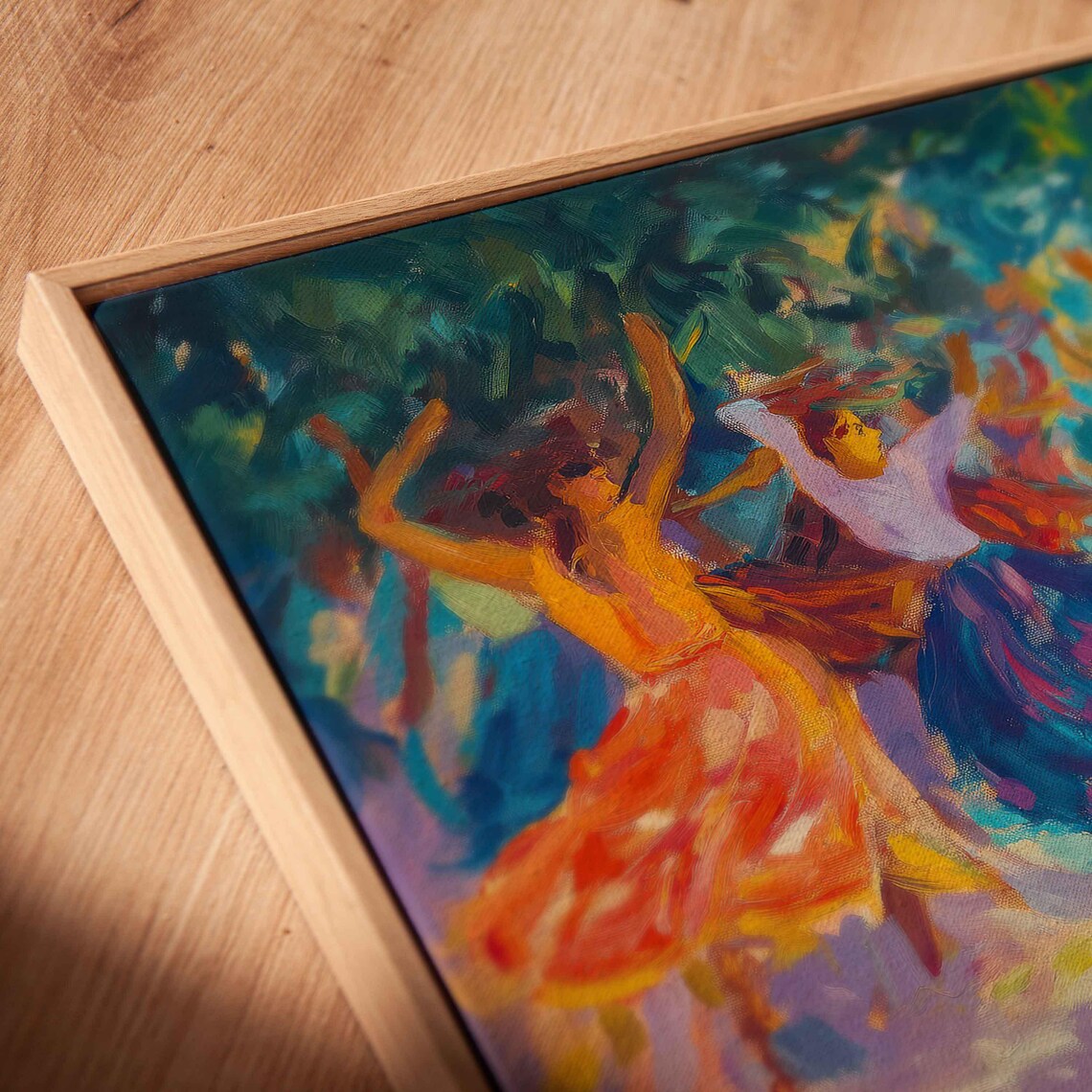 Joyful Festival Dancers Flowing Colorful Skirts Bright Dance Celebration Poster - Image 2