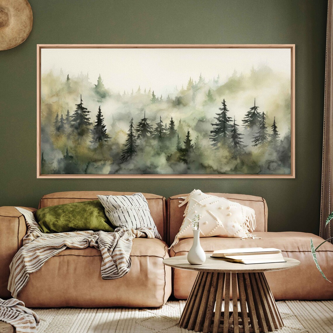 Foggy Watercolor Forest Landscape Poster Print - Image 2