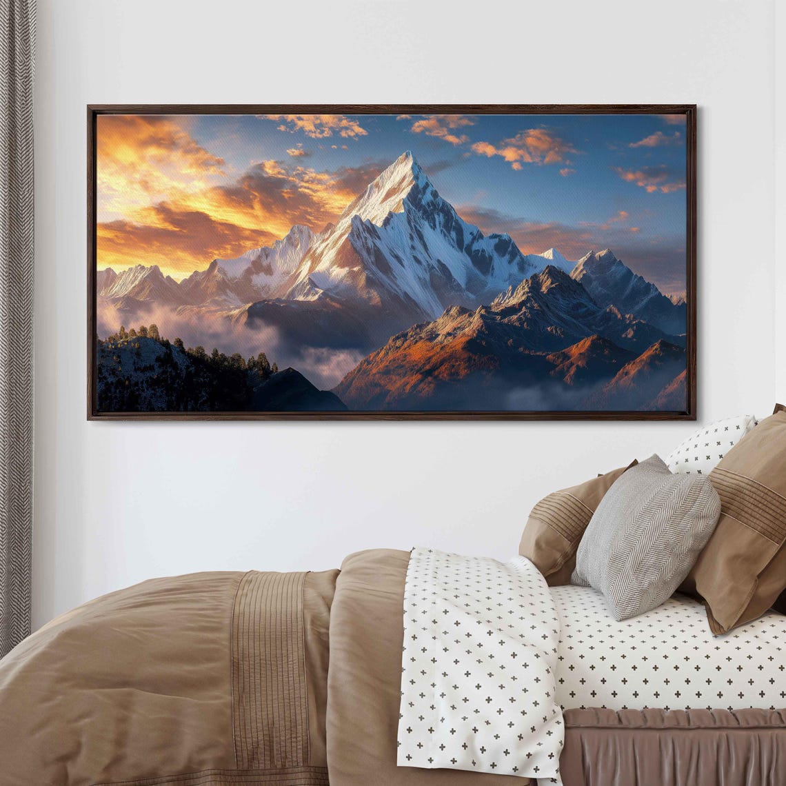 Himalayan Snow Peaks Sunrise Dramatic Clouds Golden Sky Travel Poster