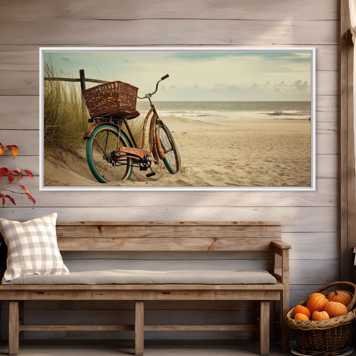 Vintage Bicycle Resting in Sand, Beach Art Print - Image 2
