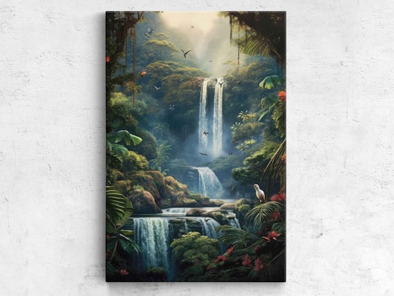 Jungle Waterfall Tropical Landscape Art Print
