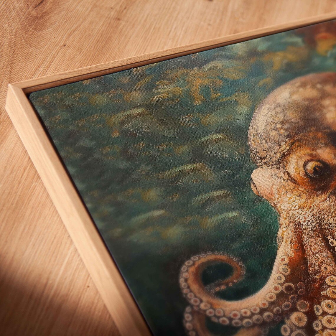 Octopus Perched On Rock Wall Art Print Vibrant Anemones Ocean Colors Nature Inspired - Image 2