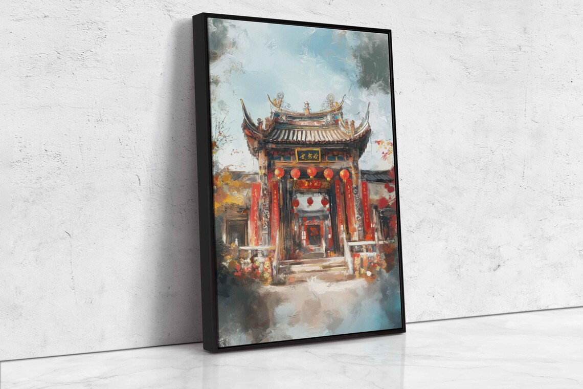 Traditional Chinese Temple Art Print, New Years Decorations - Image 4