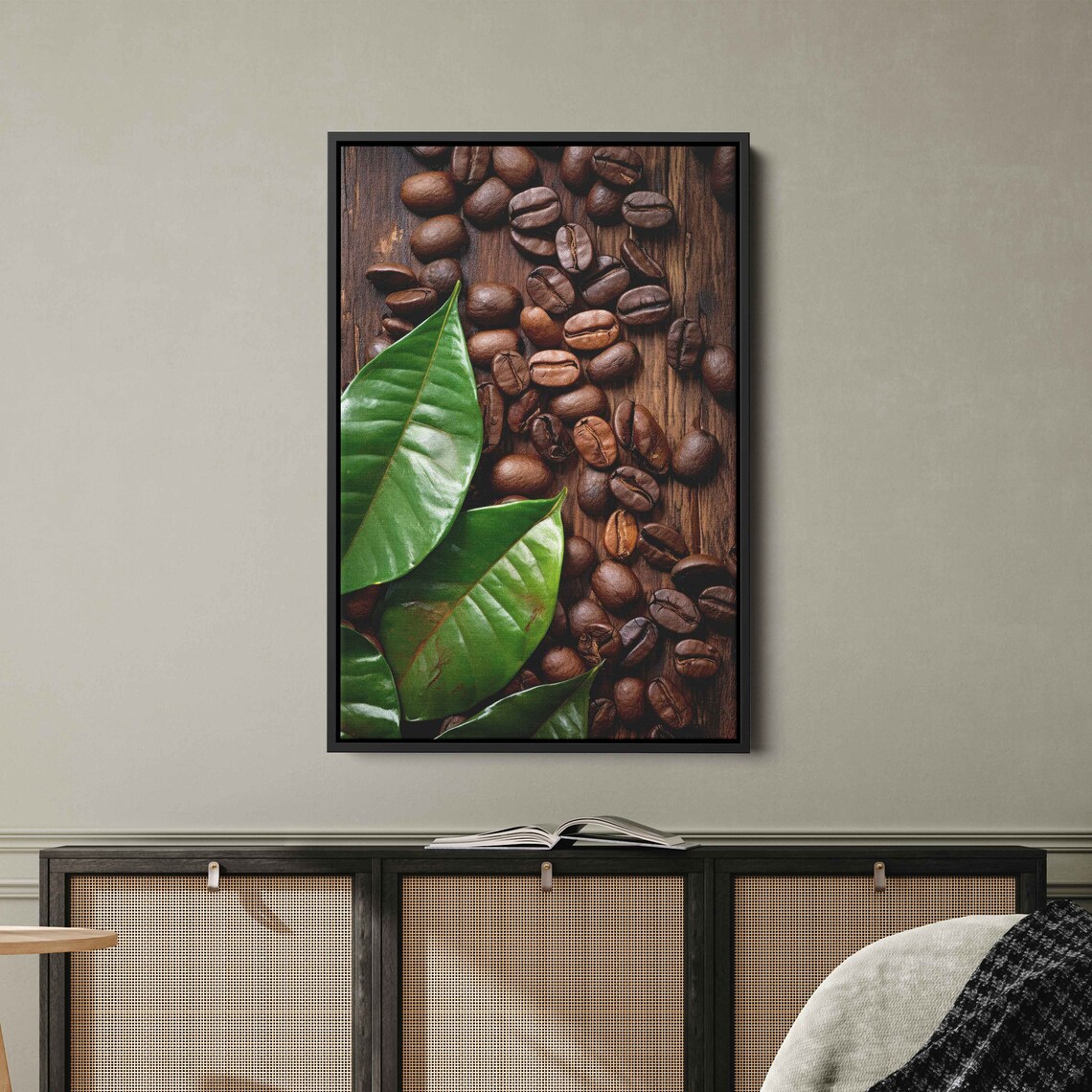 Coffee Beans on Wooden Board, Kitchen Art Print - Image 3