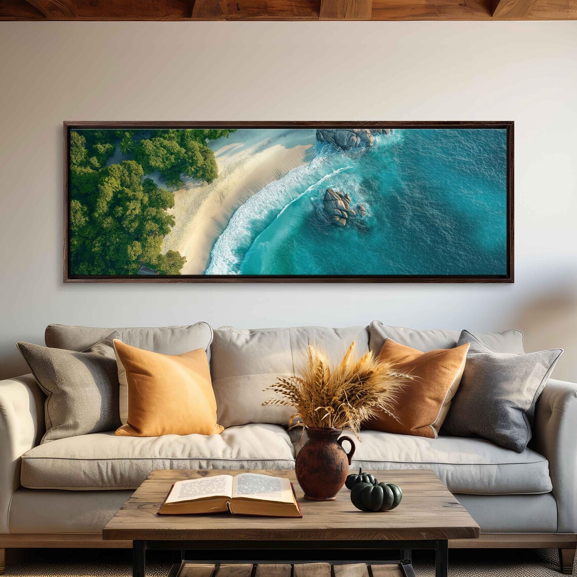 Vibrant Abstract Seascape, Blue Green Waves