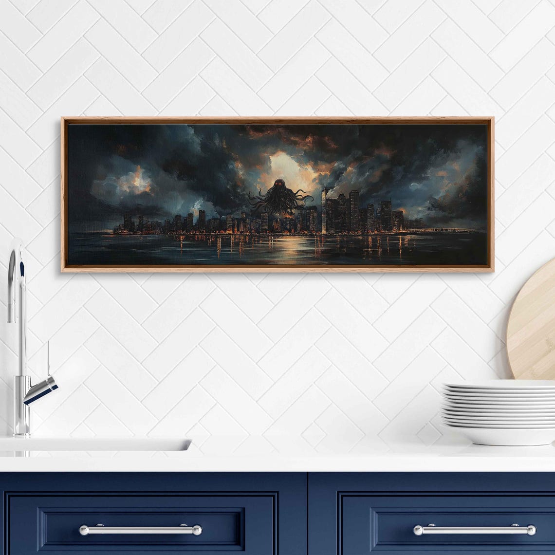 Cthulhu Over City Skyline Art Print