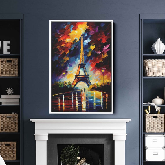 Eiffel Tower Oil Painting Palette Knife Technique Print On Living Room Decor Bedroom Decor