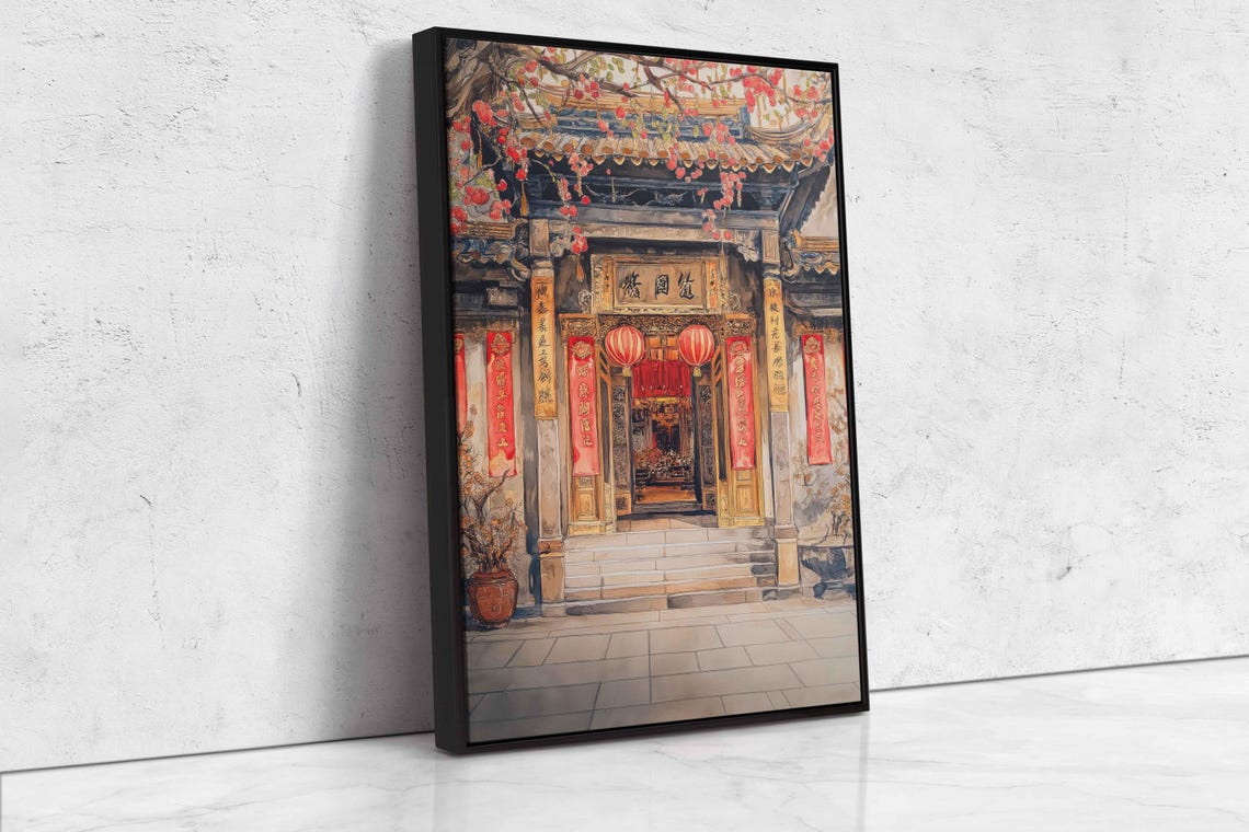 Traditional Chinese Temple During New Years Celebrations Wall Art Print - Image 4