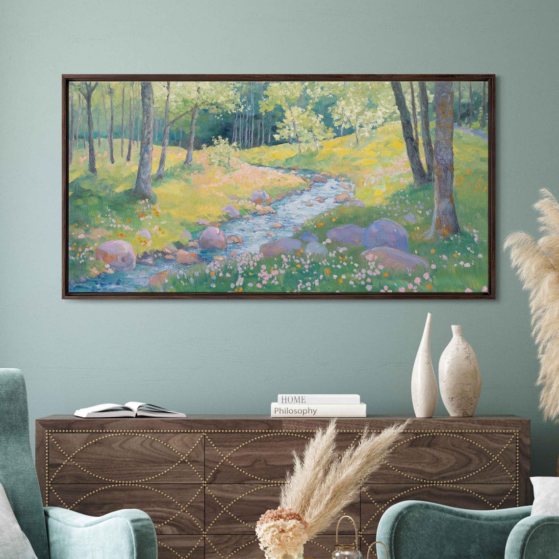 Spring Forest Stream Meandering Through Wildflower Meadow Poster