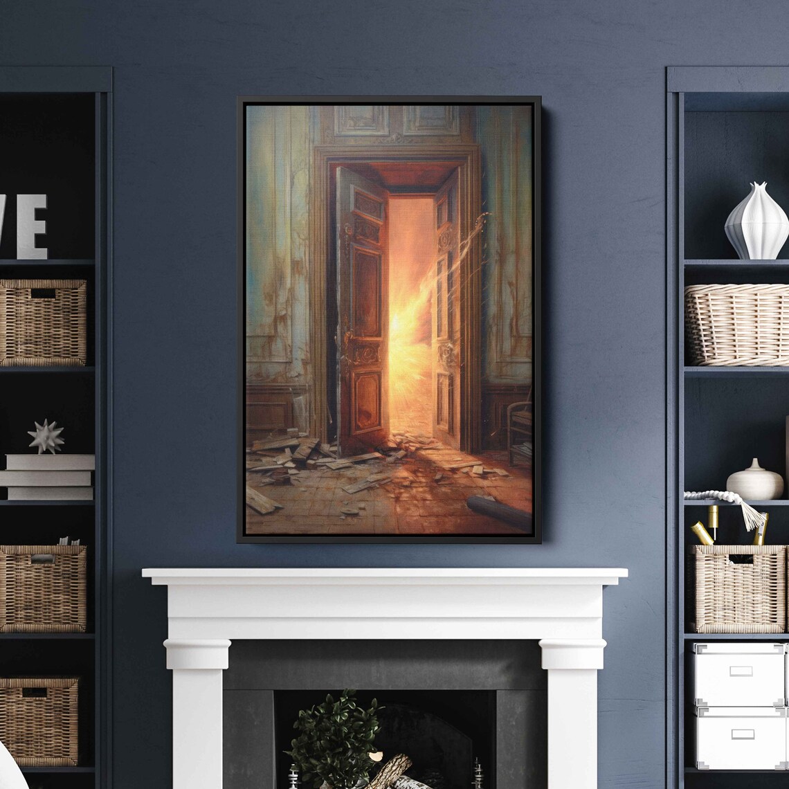 Glowing Portal Door To Golden Light Mystery Fantasy Art Print - Image 2