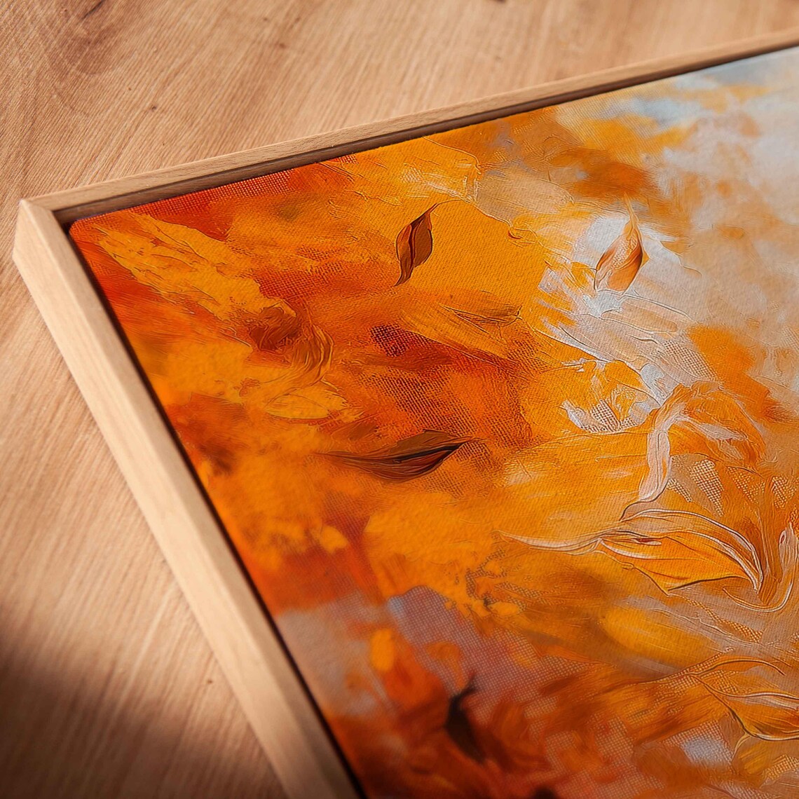 Steaming Pumpkin Latte With Leaf Art And Pumpkin Among Autumn Leaves Painting Poster - Image 2