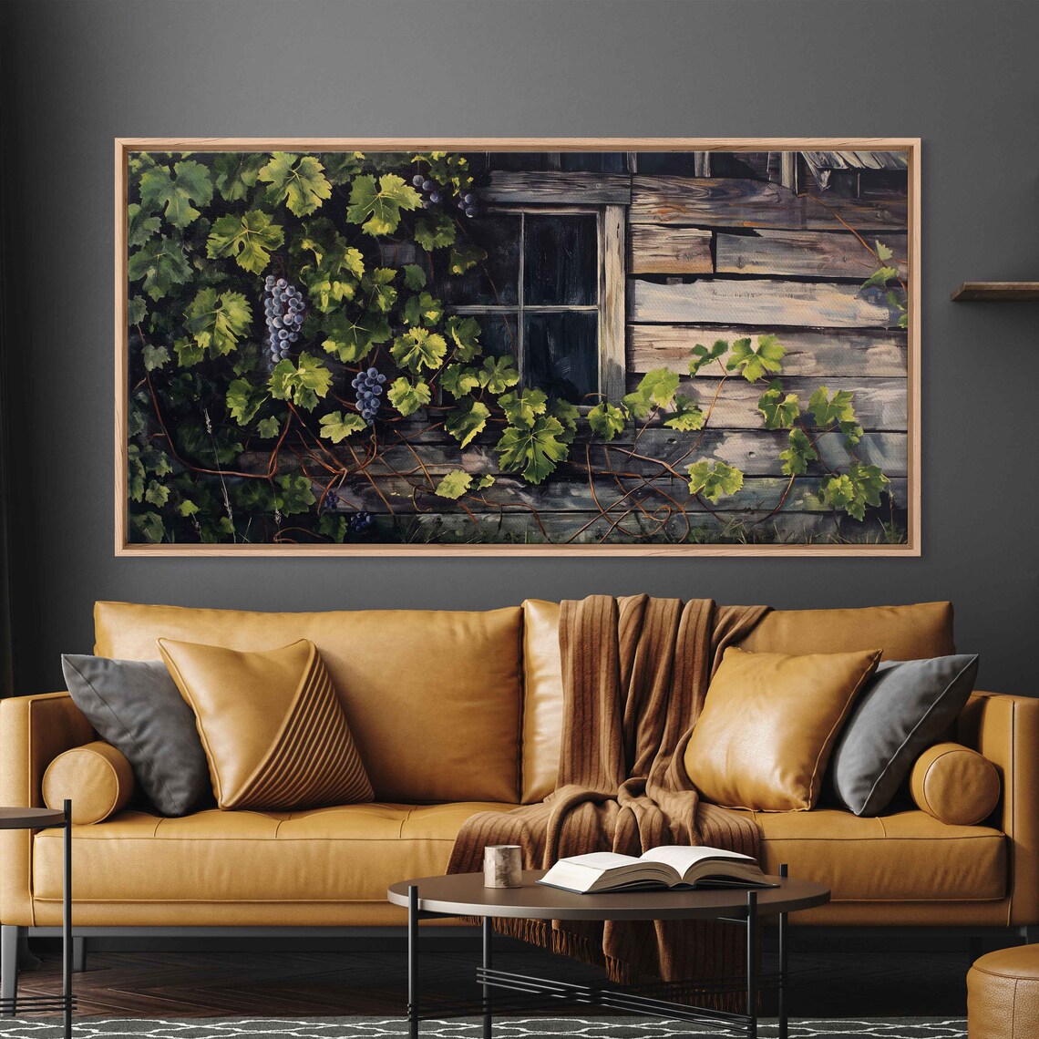 Grapevines Growing On Old Wooden Barn Wall Art Print Farmhouse Decor Rustic Art Ready To Hang - Image 3
