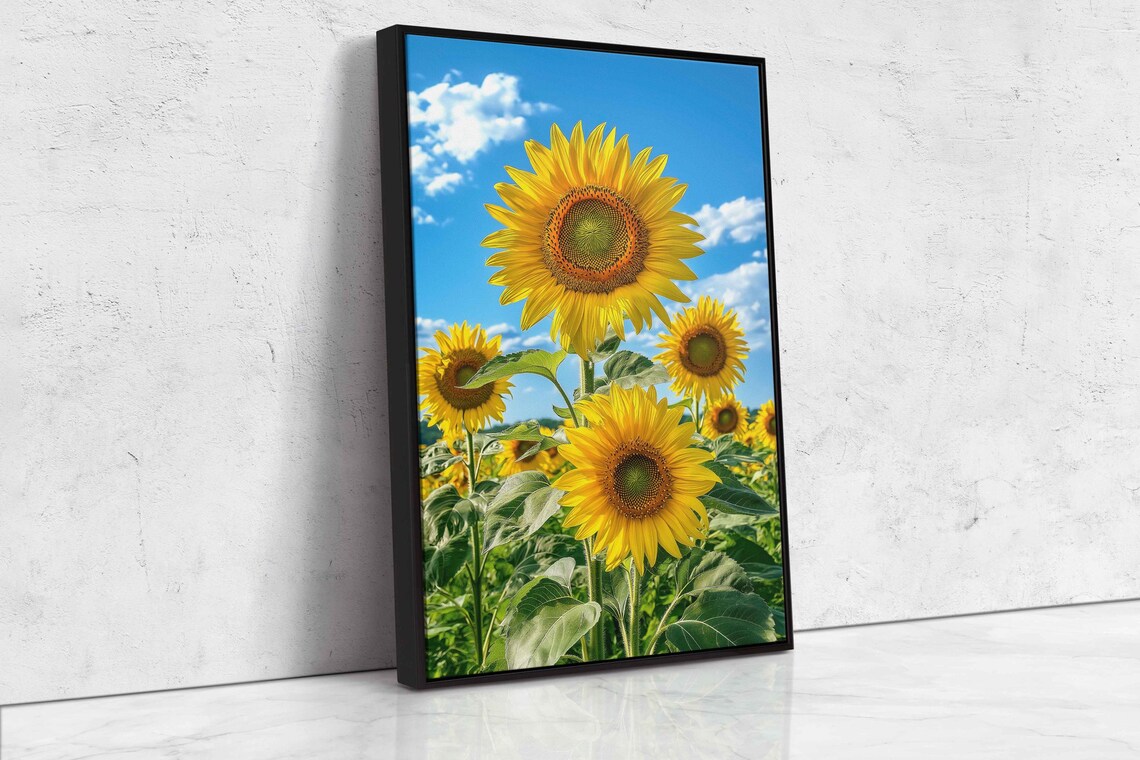 Giant Yellow Sunflowers Under A Bright Blue Summer Sky Poster - Image 4