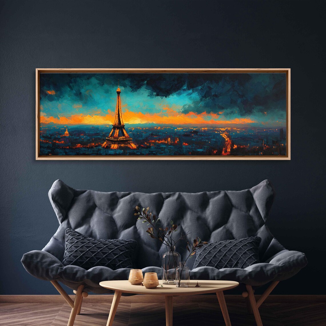 Eiffel Tower Cityscape, Twilight Illuminations Art Print