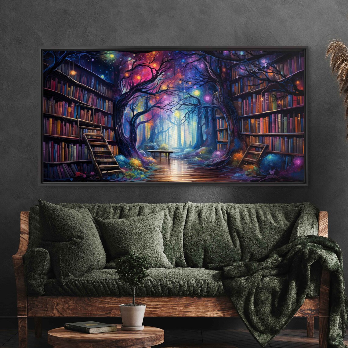 Magical Enchanted Library Tree Of Knowledge, Fantasy Art - Image 2