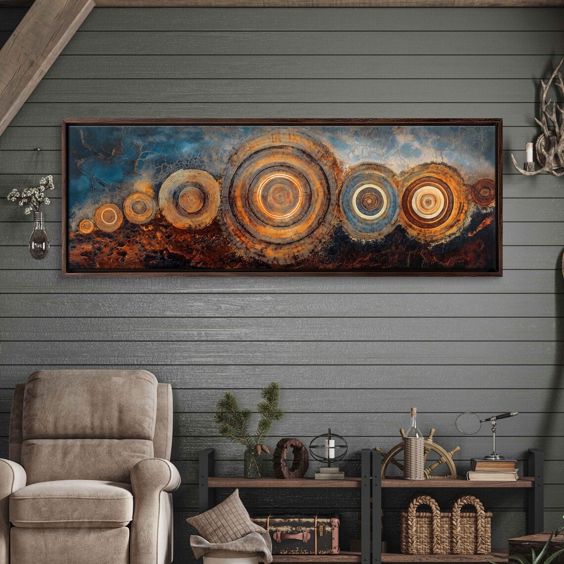Tree Rings Panoramic View Wall Art Print Earthy Tones Nature Landscape Vibrant Colors - Image 3