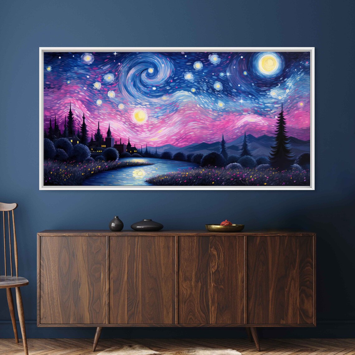 Starry Night Van Gogh-Inspired Impressionist Art Print - Image 2