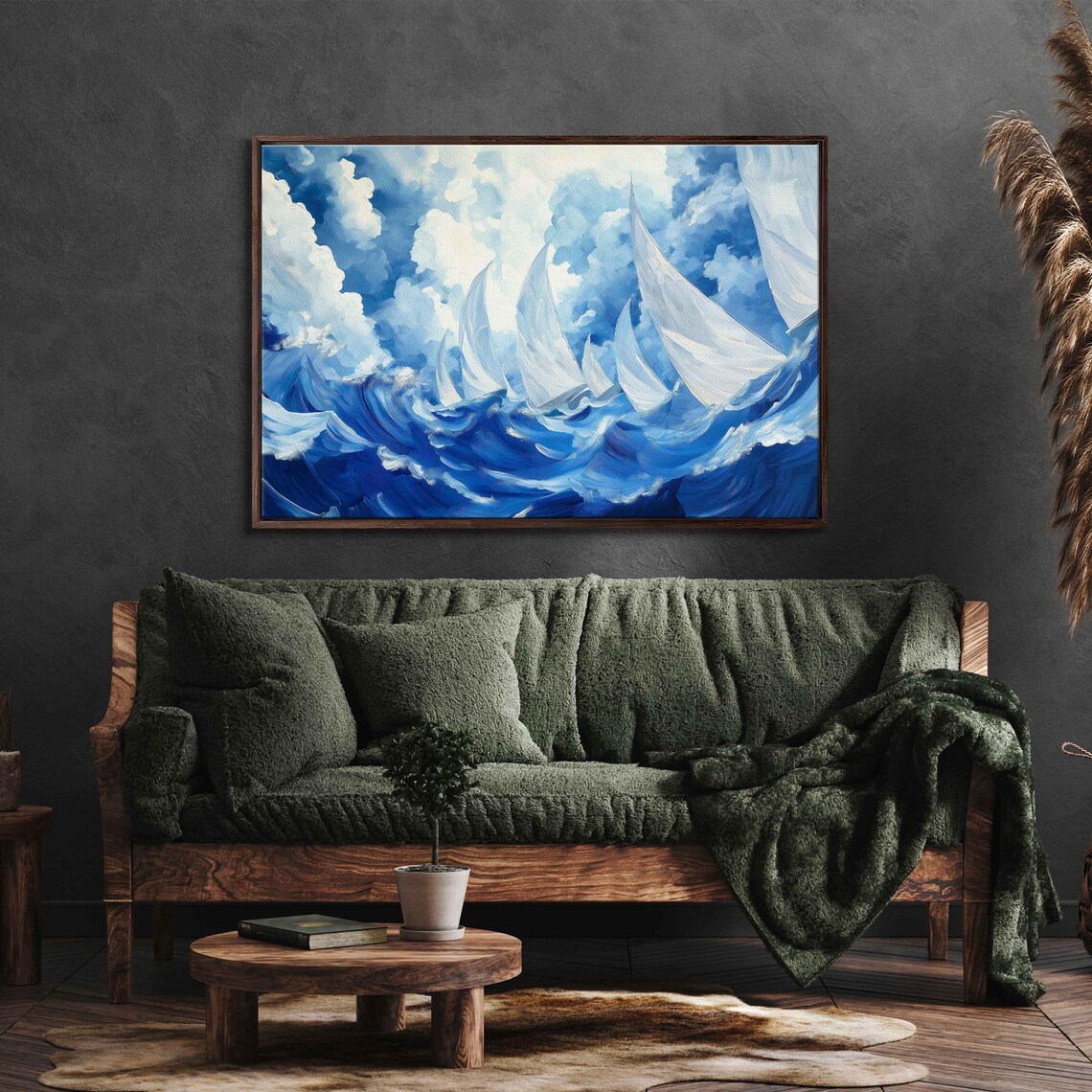 Sailboat Race in Thrilling Blues Art Print