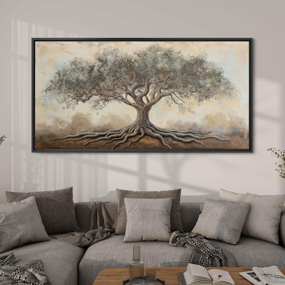 Tree Of Life Wall Art Print Elegant Twisting Roots Sophisticated Earth Tones Vintage Appeal