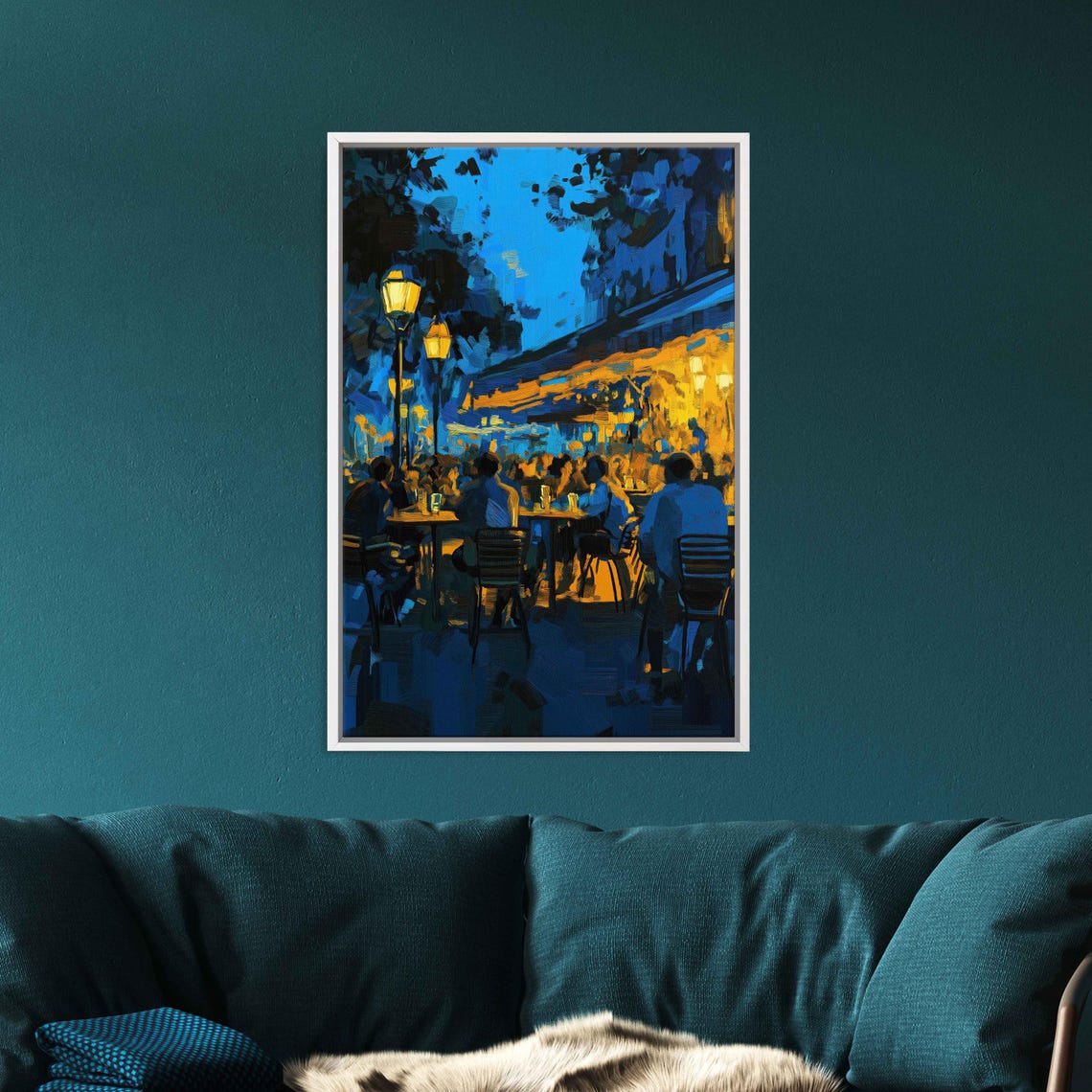 Cafe Terrace Under The Stars Lively Evening Impressionist Art Poster