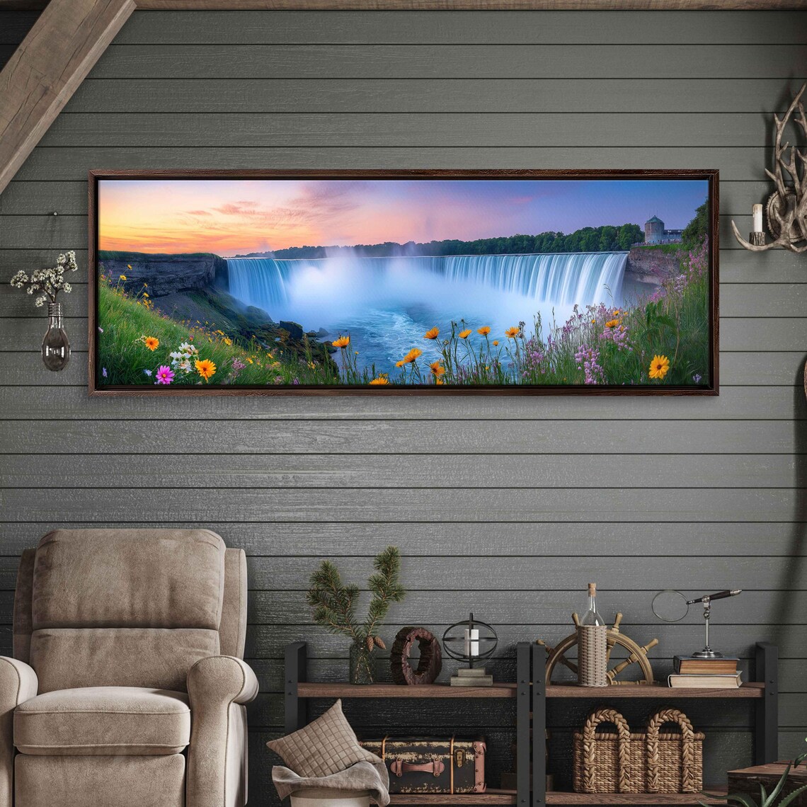 Horseshoe Falls In Spring, Waterfall Art Print