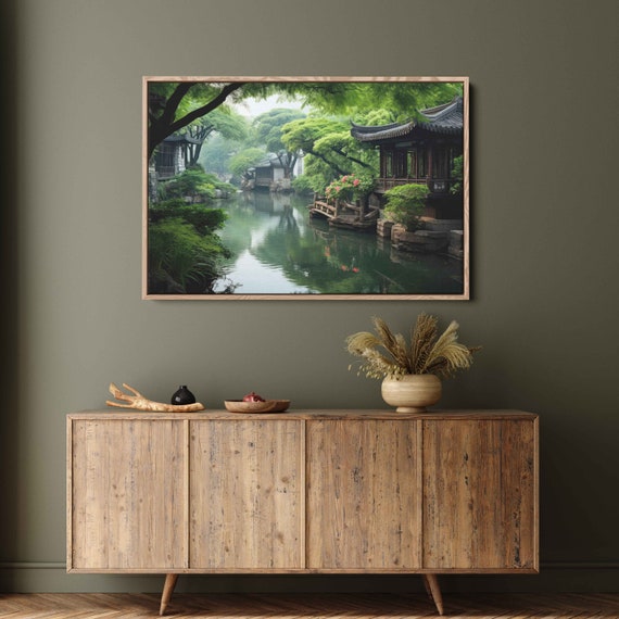 Jiangnan Yangtze River Photography Wall Art Print Chinese River Town Beautiful Asian Nature Ready To Hang