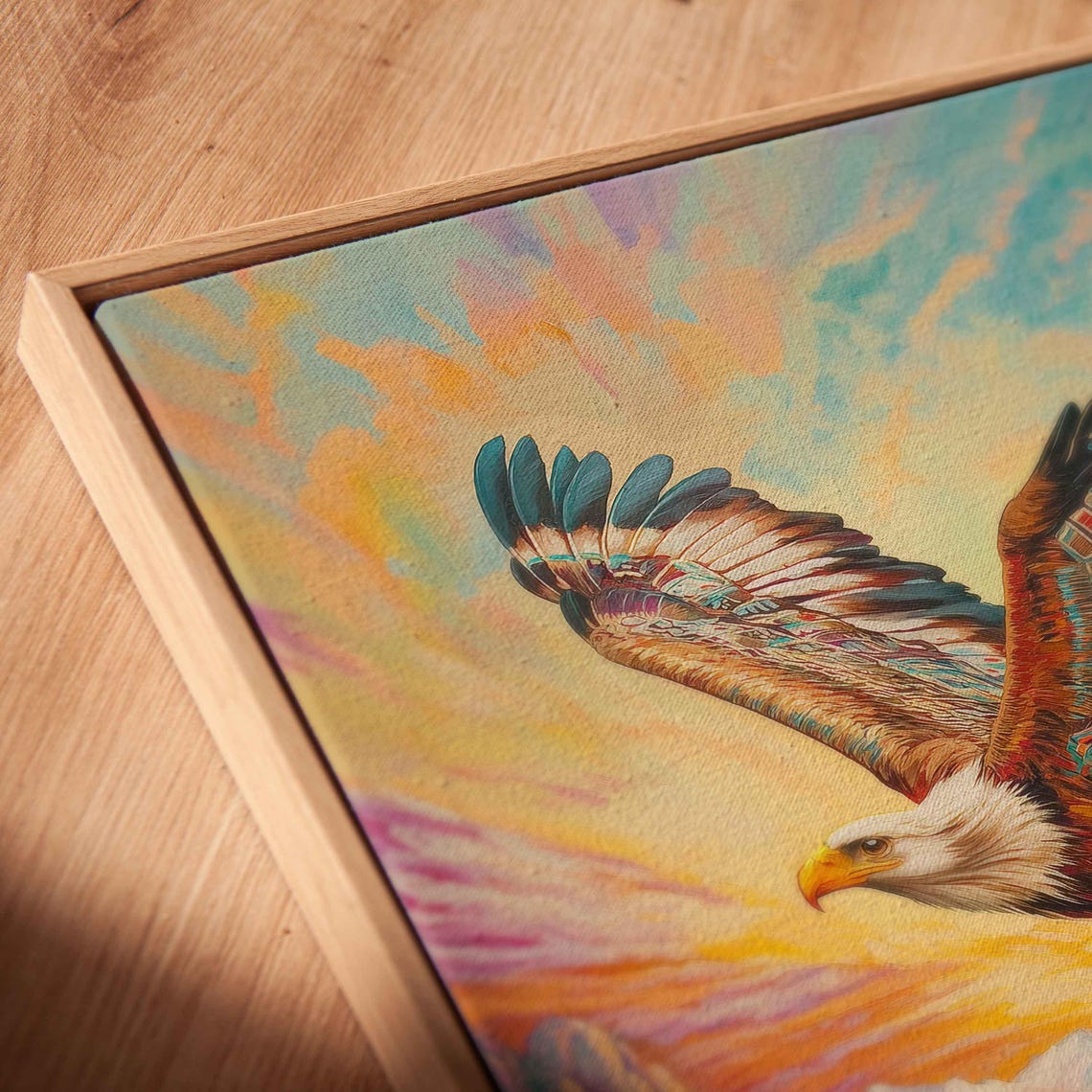 Vibrant Eagle Soaring Above a Rugged Mountain River Canyon Poster - Image 2