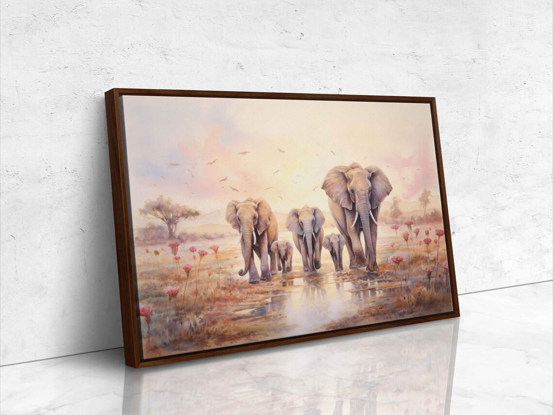 Elephant Family Watercolor Nursery Poster Print - Image 4