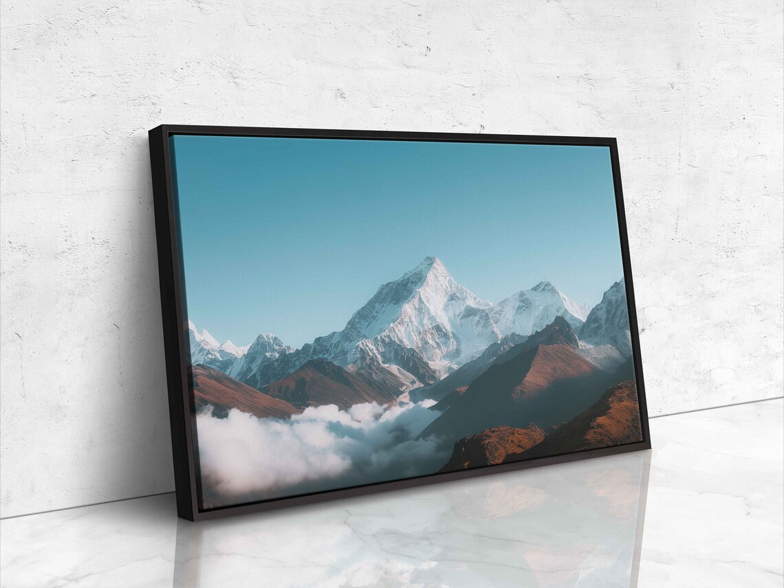 Mount Everest Mountain Range Ejecting Through Clouds Photography Print Wall Art Print Himalayas Ready To Hang - Image 4