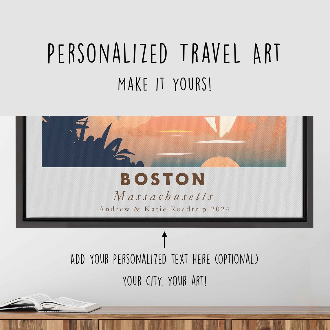 Boston Massachusetts Harbor Skyline Sailboats Sunset View Poster - Image 4