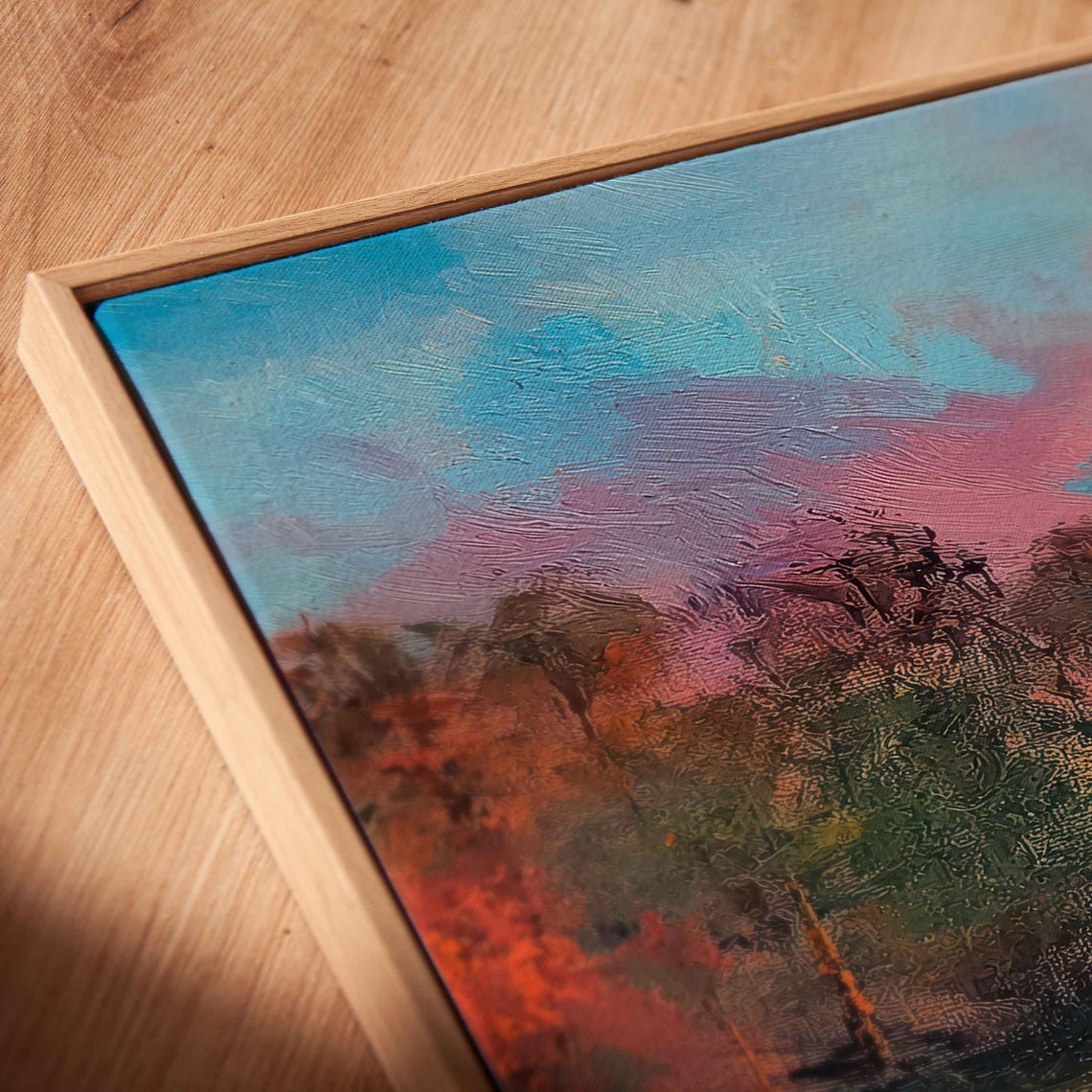 Breathtaking Spring Landscape Sunset Wall Art Print Fiery Colors Peaceful Lake Blooming Trees - Image 2