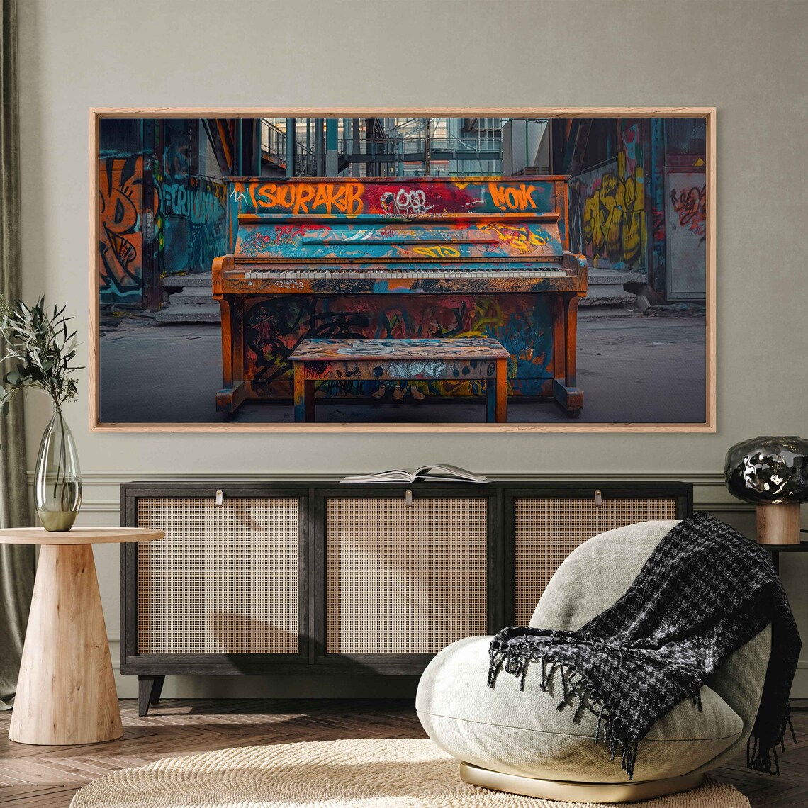 Graffiti Covered Urban Piano Vibrant Colorful Street Art Music Print - Image 3