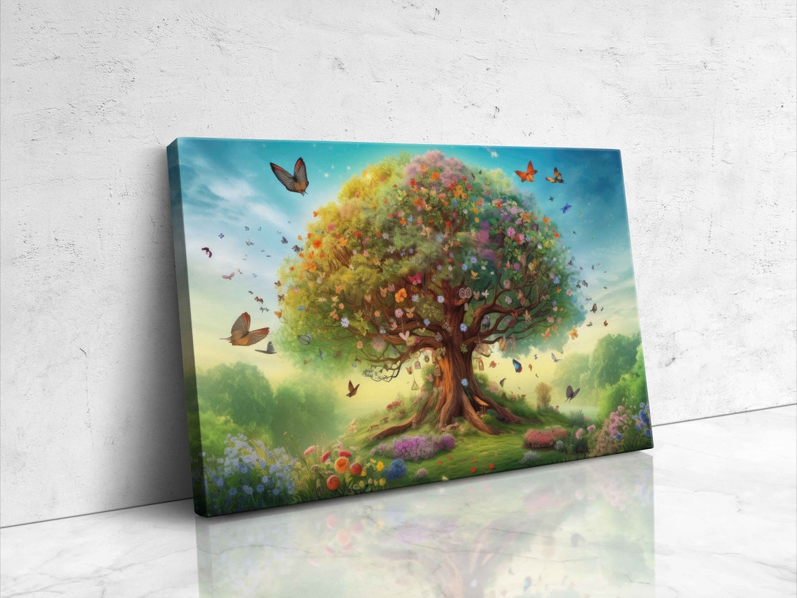 Pretty Butterfly Tree In Framed Print Nursery Decor Bright And Uplifting - Image 4