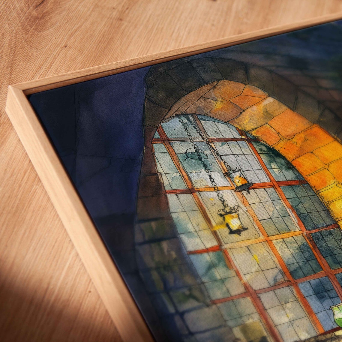Sunlit Medieval Library Stone Arch Window Bookshelves Poster - Image 2