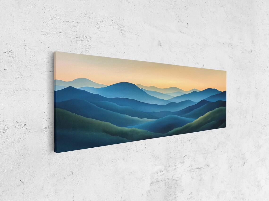 Blue Ridge Mountains Landscape Wall Art Print Waves Of Blue And Green Sunset Glow - Image 4