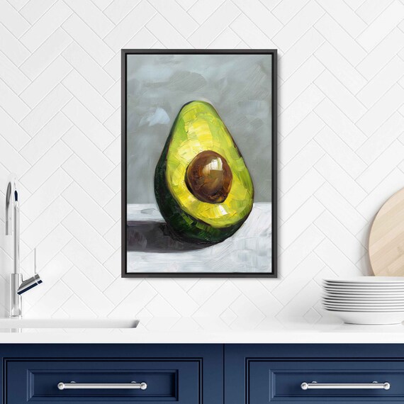 Acrylic Avocado Painting Wall Art Print Kitchen Decor Simple Green Vegetable Ready To Hang