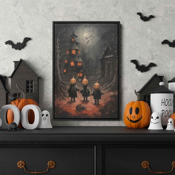 Halloween Pumpkin Head Children Spooky Village Night Jack O Lantern