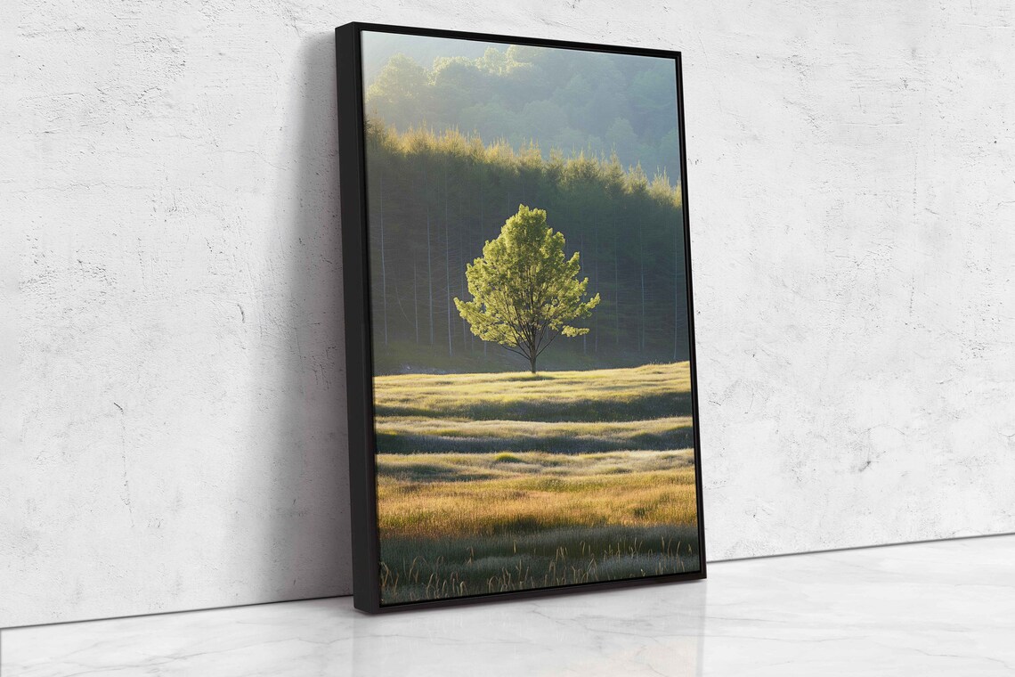 Lone Tree in a Barren Field, Nature Photo Print - Image 4